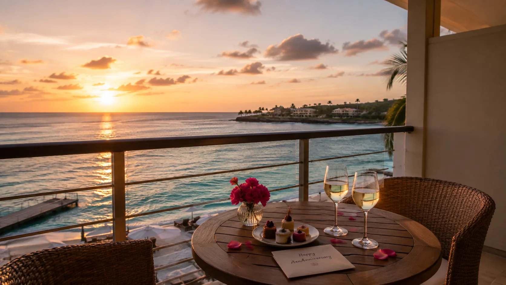 A Caribbean resort booked for a wedding anniversary
